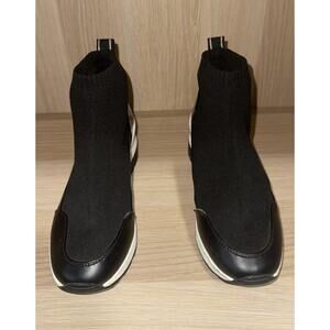 Michael Kors Skyler Wedge Stretch Knit Sock High Top Sneaker Black Size 7.5